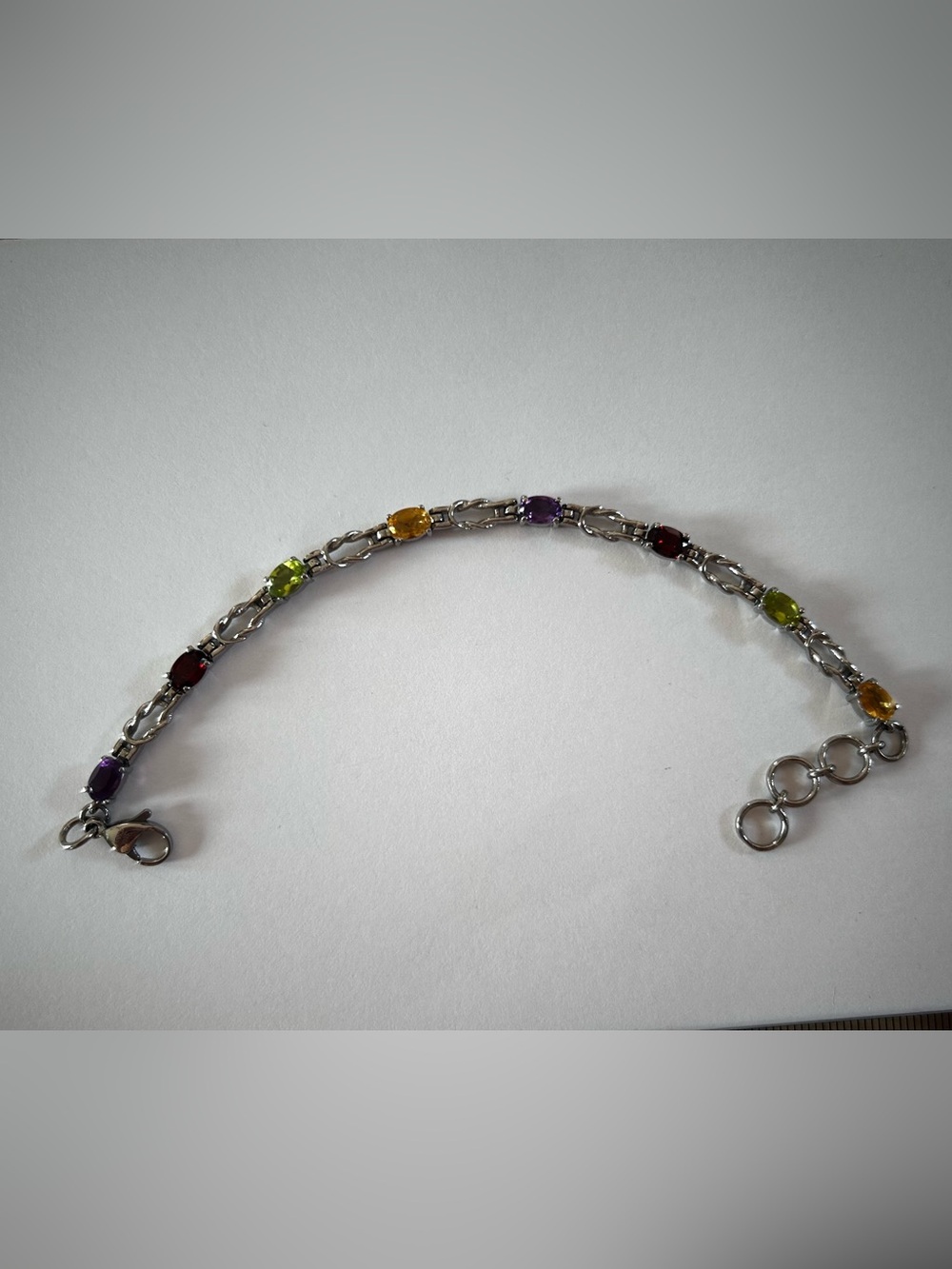 Multi Gemstone Tennis Bracelet Citrine Amethyst Peridot Garnet NWOT